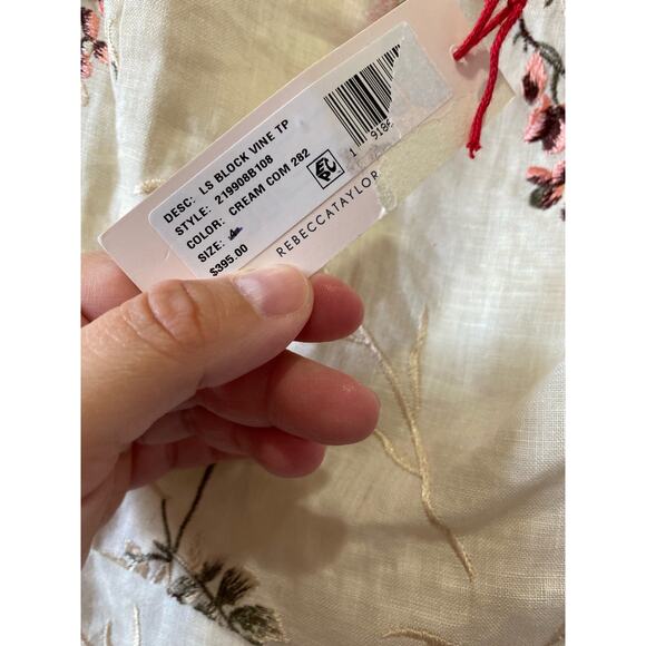 Rebecca Taylor off the shoulder Linen embroidered dress Size 4 NWT - Picture 5 of 13